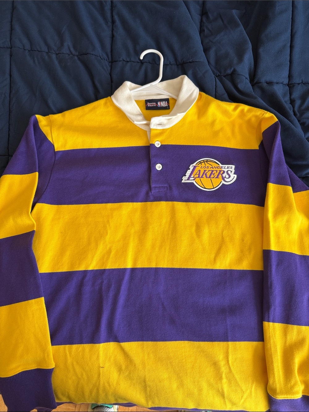 Rowing Blazers Mens Rugby Shirt - Purple & Yellow Stripe